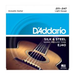 D'ADDARIO EJ40 Silk & Steel Folk Guitar String Set, Light Gauge .011-.047