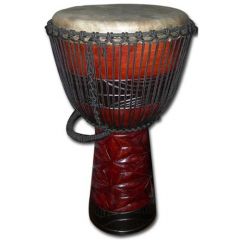 GROOVE MASTERS PERC PRO Series 60cm Wood Djembe With Diamond Carving Black & Brown